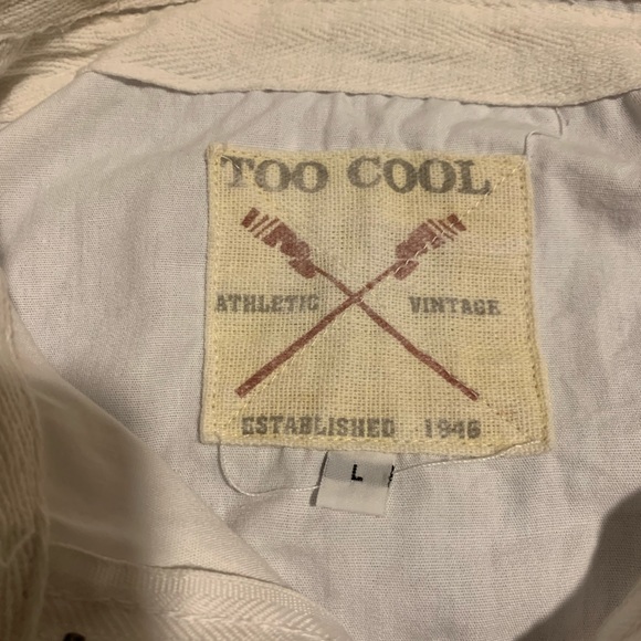 Vintage Too Cool Authentic Vintage White Cotton Jacket US Flag. Size Large - Picture 10 of 10